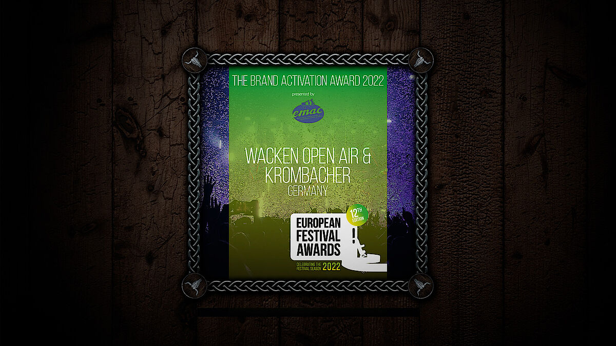 W:O:A & Krombacher won the Brand Activation Award at European Festival Award  2022 | Wacken Open Air